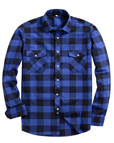 Alimens & Gentle Men's Button Down Regular Fit Long Sleeve Plaid Flannel Casual Shirts