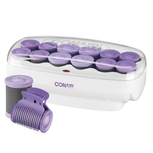 Conair Hot Rollers for Long, Medium & Short Hair, 12 Ceramic Flocked 1½-Inch and 1¾-Inch Heated Hair Rollers with Clips, Hot Curlers for Women, Volume & Curls, Amazon Exclusive