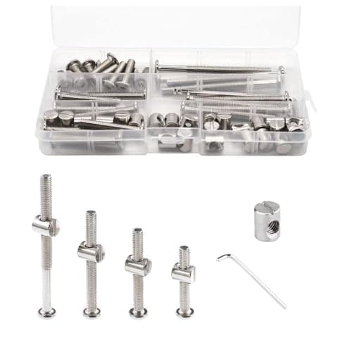 Crib Screws Hardware Replacement Kit- Baby Bed Frame Bolts &Barrel Nuts Set for Delta/Graco/Dream,M6x40mm/50mm/60mm/70mm/80mm Hex Drive Socket Cap Screws Barrel Nuts.(Silver-25set)