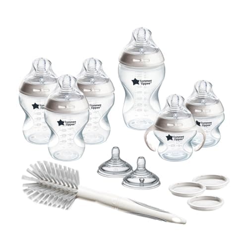 Tommee Tippee Natural Start Grow with Baby BPA Free Bottle 13 Piece Set, 2 x 5oz, 3 x 9oz and 1 x 11oz, Slow, Medium and Thicker Flow Nipples, Removable Bottle Handles