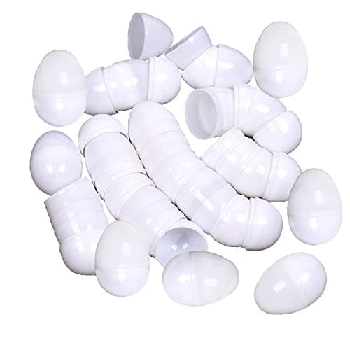 BlueMart 30pcs 2-3/8 inch White Blank Detachable Plastic Eggs DIY Painting Kits Easter Basket Stuffers DIY Easter Eggs B-E-E