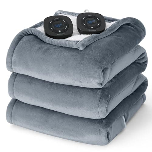 Bedsure Electric Blanket King Size - Dual Control Heated Blanket King with 10 Heat Settings, Heating Blanket with 10 Time Settings, 8 hrs Timer Auto Shut Off (100x90 inches, Grey)