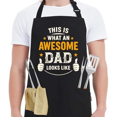 TI-EDC Funny Cooking Aprons for Dad Men, Funny Daddy Gifts for Mens Father, Fathers Christmas for Him, Birthday Gifts for Dad Step Brother Boyfriend Husband, Cool BBQ Grilling Kitchen Chef Apron