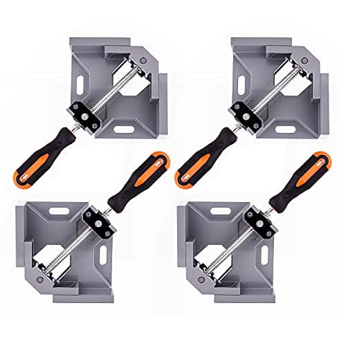 WYQYQ 4pcs Corner Clamp - Right Angle Clamp 90 Degree Wood Clamps For Woodworking, With Adjustable Swing Jaw Aluminum Alloy Frame Clamps, For Welding, DIY Woodworking.