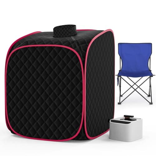 FniOk Portable Steam Sauna Box at Home, 9 Levels Heating, Sauna Tent for Home with Steamer and Folding Chair, Sauna Box for Relaxation, Detoxification, Spa, Sauna Box