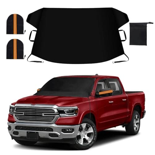 TX-INNO AUTO Windshield Cover for Ice and Snow, Thicken Extra Large Size Car Windshield Snow Cover with Side Mirrors Cover, Windshield Frost Cover Windproof Covers Fits Most SUVs Trucks (82.8"x 47")