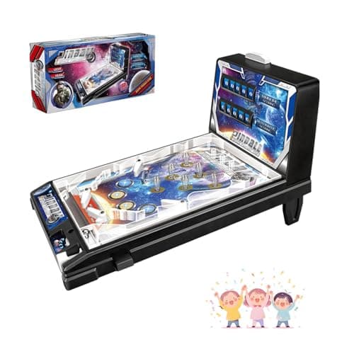 Electronic Tabletop Pinball Game - Retro Arcade Machine with Lights, Sounds and Scoreboard, Desktop Ball Shooting Toy, for Family Kids