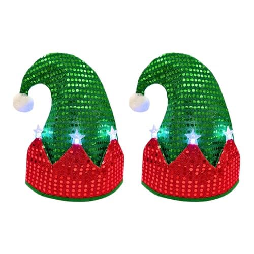 DOOS DOLISMA Christmas Elf Felt Hat Christmas Holiday Party Hats - Light Up Elf Hat Costume-Funny Santa Hats for Kids & Adults - Perfect for Party Celebrations (2)