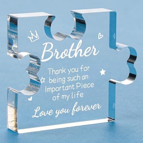 Funnli Gifts for Men Boys Acrylic Plaque - Christmas Fathers Day Birthday Gifts for Brother 3.35 x 2.76 Inch Desk Decorations - Brother Son Nephew Grandson Graduation Gifts from Sister