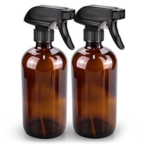 Bontip Glass Spray Bottle, Amber Glass Spray Bottle Set & Accessories for Non-toxic Window Cleaners Aromatherapy Facial Hydration Watering Flowers Hair Care (2 Pack/16 oz) (Amber)