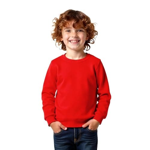 Magic Park 1-14Y Toddler Long Sleeve Sweatshirt Boys Girls Pullover Kids Solid Color T Shirt Winter Casual Tops (Red, 7-8 Years)
