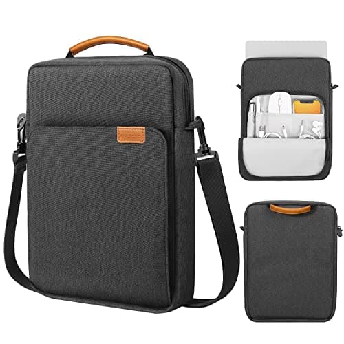 MoKo 13.3-14 Inch Laptop Sleeve Bag Fits MacBook Pro M3/M2 14" 2023, MacBook Pro 13" M2, Air 13.6 M3/M2,Tab S8 Ultra 14.6,Handle Carrying Case with Shoulder Strap, Black & Gray