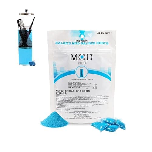 Mod Clean Disinfectant Pods (32 ct) - Hospital Grade Cleaner for Clippers, Nail Tools & Spa Equipment - Barber Jar Compatible - Water-Soluble Cleaning Solution EPA Approved Disinfectant