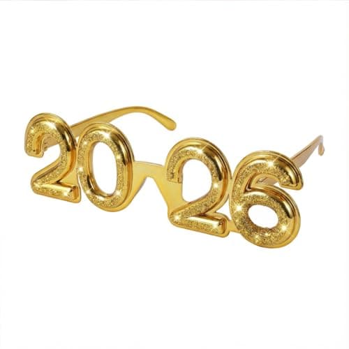 Usitty 2026 Gold New Year Party Glasses, Happy New Year Eyeglasses for New Years Eve Christmas Party Photo Props