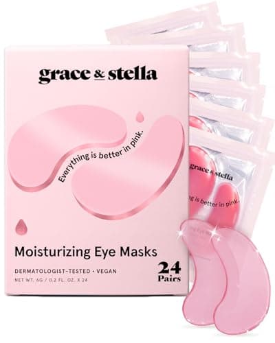 grace & stella Award Winning Under Eye Mask - Birthday Gifts For Women - Bridesmaid Gifts - Reduce Dark Circles, Puffy Eyes, Undereye Bags, Wrinkles - Under Eye Patches - Vegan (24 Pairs, Pink)