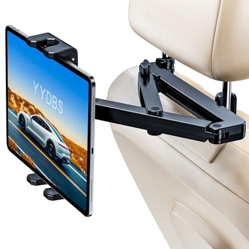 Tablet Holder for Car Headrest [3 in 1 Sturdy upgrade Extension Arm] Adjustable iPad Car Mount for BackSeat, Road Trip Essentials for Kids, Car Accessories for Women Interior for 4.7-12.9" Tablets