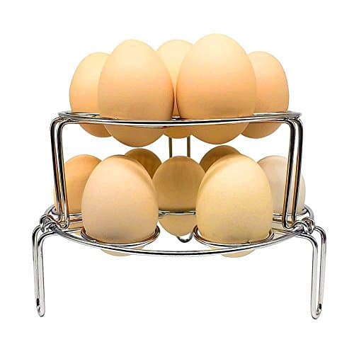 Stainless Steel Egg Steamer Rack for Instant Pot, Pressure Cooker, Boiling Pot. Stackable Steamer Trays 2 Pack Combo for Eggs and Food. Food Stainless Steamer Rack for Pot