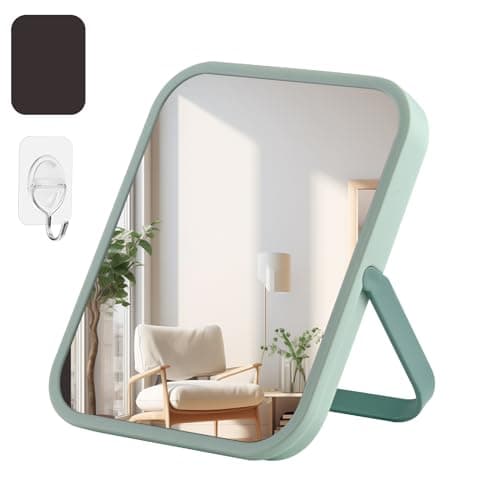 Tooackl Magnetic Locker Mirror with Foldable Stand & Hook - 5.6x6.8 Inch Portable HD Makeup Mirror for Desk/Dorm/Fridge - Shatterproof ABS Frame, Rounded Edges (Student-Friendly)