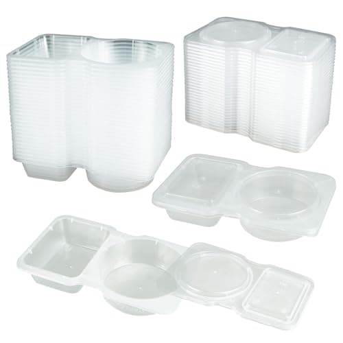 KFAREJGOAE Two Compartment Containers with Lids Little Snack Containers Divider Containers for Condiments Dressing 30 Count