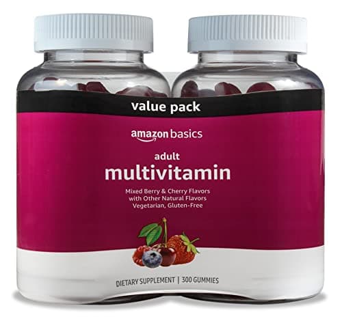 Amazon Basics Adult Multivitamin Gummies, Mixed Berry & Cherry, 150 Gummies, 75-Day Supply, Pack of 2 (Previously Solimo)