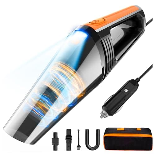 FRESMOL Car Vacuum, Portable Car Vacuum Cleaner High Power 8000Pa, Small 12V Handheld Vacuum with LED Light,16.4Ft Corded, Deep Detailing Cleaning Kit of Car Interior with Dry for Men/Women