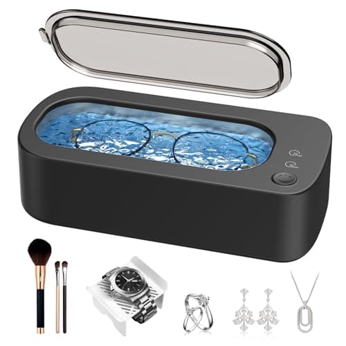 OSLTWI Ultrasonic Jewelry Cleaner Machine: 48KHz Ultra Sonic Cleaner for Jewelry,Eyeglass,Rings,Watch Band,Dentures,with Dual Cleaning Modes,350ML 304 Stainless Steel Tank,Gift for Wife,Mom,Daughter