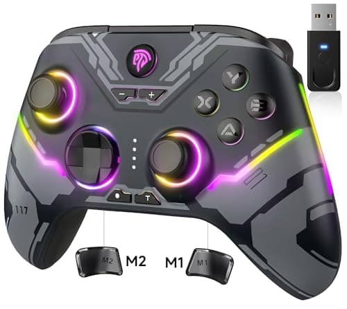 EasySMX X15 PC Controller - Enhanced Wireless Bluetooth Controller with Hall Joysticks/Hall Triggers/RGB Lighting - No Stick Drift, No Dead Zone - Work for Windows PC, Android, Steam and Switch