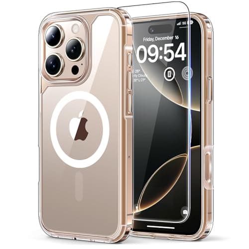 TAURI for iPhone 16 Pro Case, Compatible with MagSafe, with Screen Protectors, Not-Yellowing Military-Grade Protection, Shockproof Slim Magnetic Case for iPhone 16 Pro 6.3", Clear