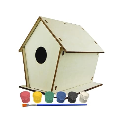 Newhouse Pet DIY Wooden Birdhouse Kit NHP-DIYH-SQ, Easy-to-Build DIY Birdhouse Kit for Kids, Arts and Crafts for Adults and Kids, Bird House for Outside with Weather-Resistant Acrylic Paints