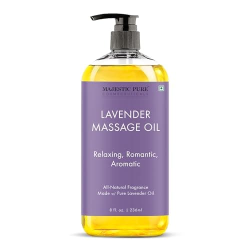 MAJESTIC PURE Lavender Massage Oil for Massage Therapy - Refreshing, and Relaxing - Natural Oils with Lavender Essential Oil - for All Skin Types - Men and Women - 8 fl oz