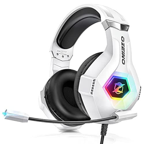 Ozeino Gaming Headset for PC, Ps4, Ps5, Xbox Headset with 7.1 Surround Sound, Gaming Headphones with Noise Cancelling Mic RGB Light Over Ear Headphones for Xbox Series X/S, Switch