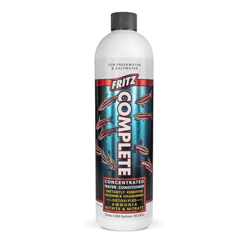 Fritz Aquatics Fritz Complete Water Conditioner/Dechlorinator Instantly Removes Chlorine & Chloramines/Detoxifies Nitrite & Nitrate for Fresh & Salt Water Aquariums (16-Ounce)