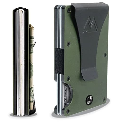 Best Green Wallets #8 from Mountain Voyage Co Mountain Voyage Co Minimalist Wallet for Men & Women - Slim RFID Wallet, Scratch Resistant, Credit Card Holder & Money Clip, Easily Removable Money & Cards, (Army Green)