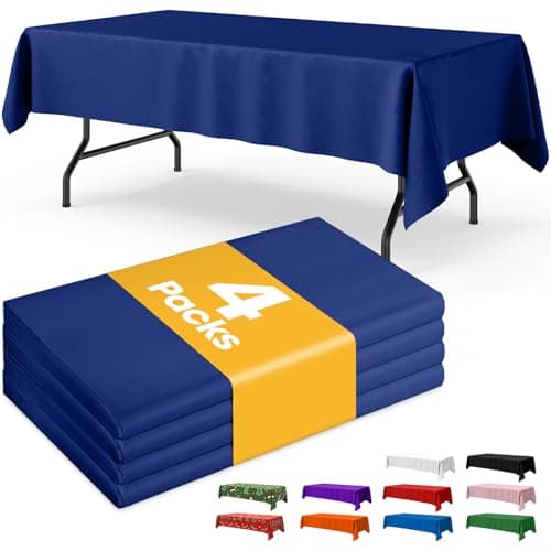 Best Blue Tableclothes #6 from Niuara Niuara Navy Blue Plastic Table Cloth - 4 Pack 54" × 108" Rectangle Disposable Tablecloths for 6FT Tables, Waterproof Table Cover for Party, Holiday & Gathering Use