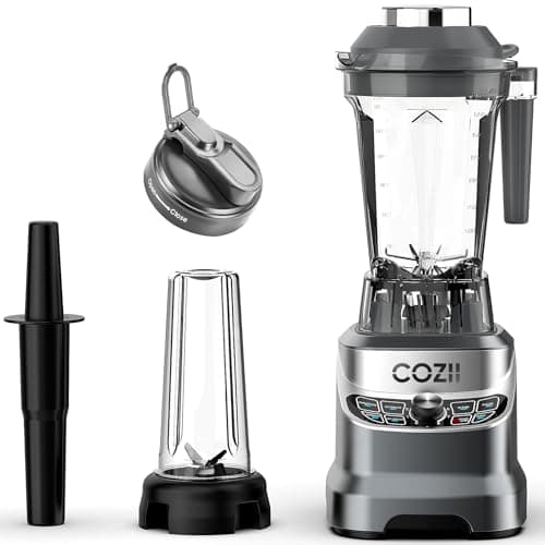 COZII Professional Blender 2000W, Smoothie Countertop Blender for Kitchen, 64 Oz Pitcher/21-Oz To-go Cup, 7 Preset Programs for Ice Crush/Frozen Drinks/Dips/Nut Butter, High Speed, Dishwasher Safe