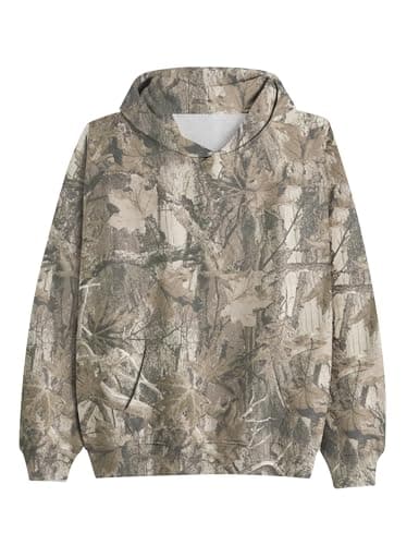 MSBESYOR Camo Hoodie for Men Women Oversized Fleece Maple Leaf Hooded Sweatshirt Graphic Print Pullover Hoodies with Pocket