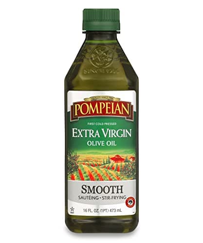 Pompeian Smooth Extra Virgin Olive Oil, First Cold Pressed, Mild and Delicate Flavor, Perfect for Sauteing and Stir-Frying, Naturally Gluten Free, Non-Allergenic, Non-GMO, 16 FL. OZ., Single Bottle