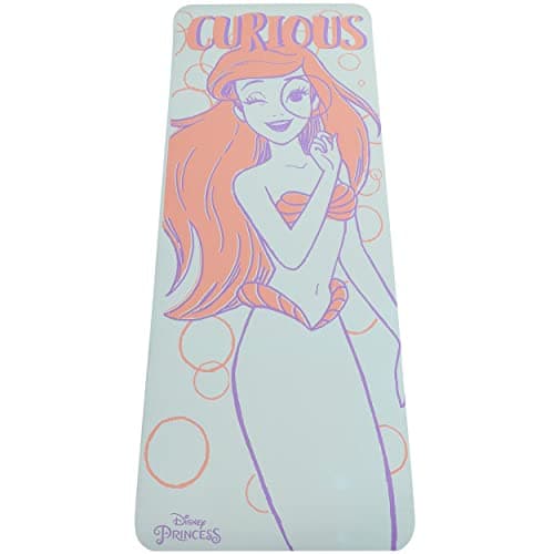 Disney Princess Ariel Kids Yoga Mat Non Slip for Boys and Girls, All Purpose, PVC, Fitness and Workout Accessories, Blue, 10 mm