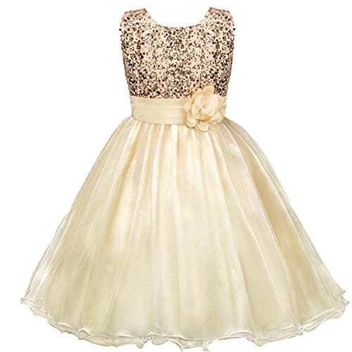 Acecharming Girls Dresses Sequin Flower Girls Party Dress Bridesmaid Ball Gown Wedding Tulle 3-12 Years