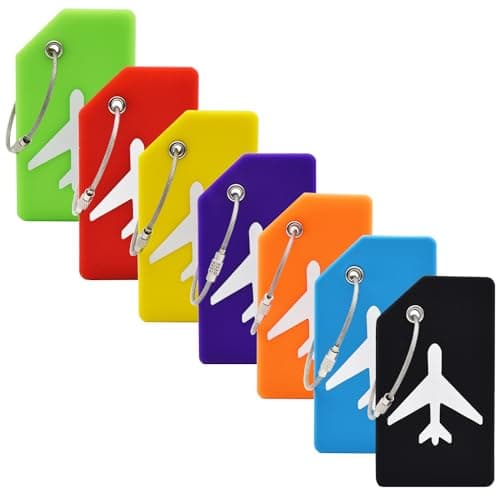 7 Pack Silicone Luggage Tag for Suitcases with Name ID Card, TSA Approved, Privacy Protection Travel Suitcase Tags (Multicolor)