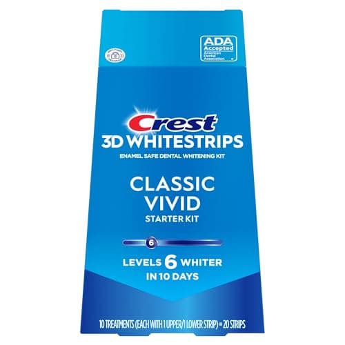 Crest 3D Whitestrips, Classic Vivid, Teeth Whitening Strip Kit, 20 Strips (10 Count Pack)