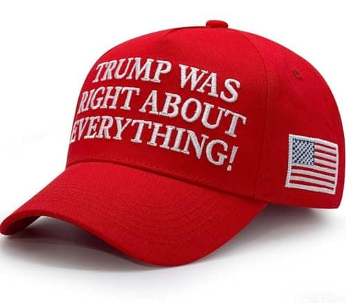 Baseball Hat Compatible with Trump Hats Trump was Right About Everything Hat Flag, Red Color