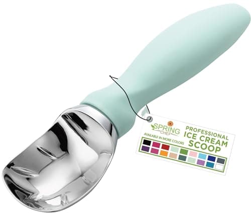 Spring Chef Heavy Duty Metal Ice Cream Scoop - Dishwasher Safe Ice Cream Scooper - Commercial Icecream Scoop Spade - Professional Kitchen Gadgets for Gelato, Melon, Sundae - Cookie Spoon - Mint