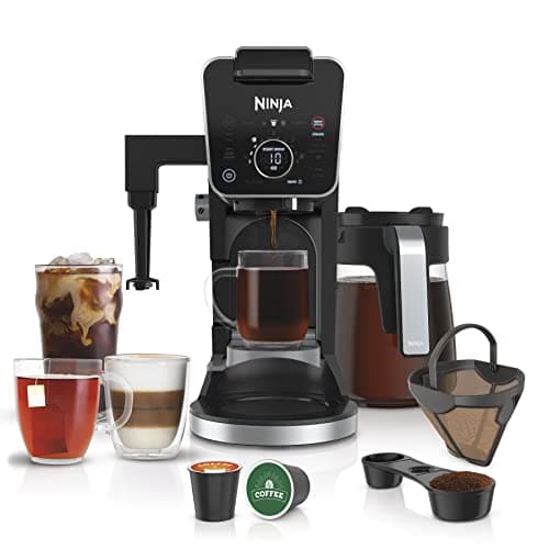 Ninja Hot and Iced Coffee Maker, Single Serve Coffee Maker and Drip Coffee Machine, DualBrew Pro Specialty 12-Cup with K-Cup Combo, Includes Permanent Filter, CFP307