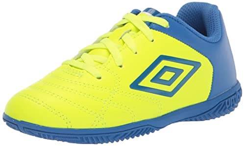 Umbro Boy's Classico XI IC Jr. Indoor Soccer Shoe, Yellow/Blue/White, 4Y