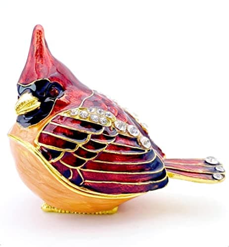 JWT Astyle Elegant Cardinal Bird Jewelry Trinket Boxes Hinged .Keepsake Ring Box Necklace Earrings Organizer.Cardinals Gifts for Women Bird Figurines Home Decor.