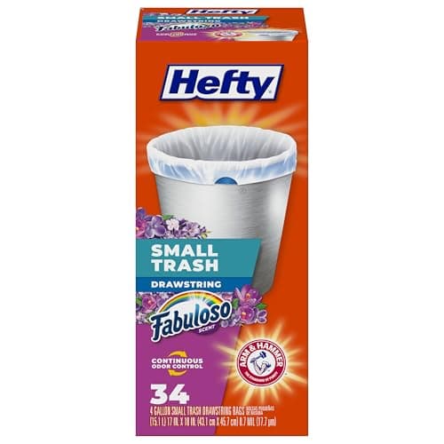 Hefty Small Trash Bags, Fabuloso Scent, 4 Gallon, 34 Count