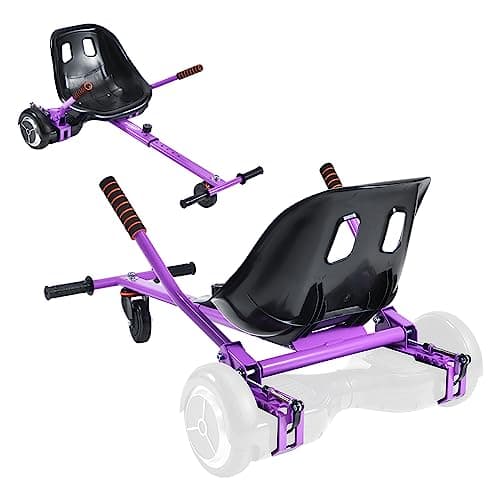 Hishine Hoverboard Seat Attachment for 6.5”-10” Hover Board, Upgrade Design No Need for Velcro Straps, Go Kart Conversion Kit Accessory for Self Balancing Scooter Transform into Go Cart (PURPLE)