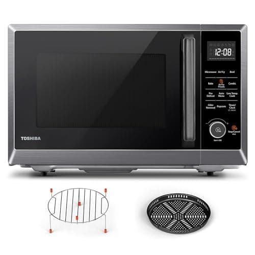 TOSHIBA Air Fryer Combo 8-in-1 Countertop Microwave Oven, with Convection, Broil, Odor Removal Mode, 12.4" Position Memory Turntable, Child-Lock, 1.0 Cu.ft, Black Stainless Steel, ML2-EC10SA(BS)