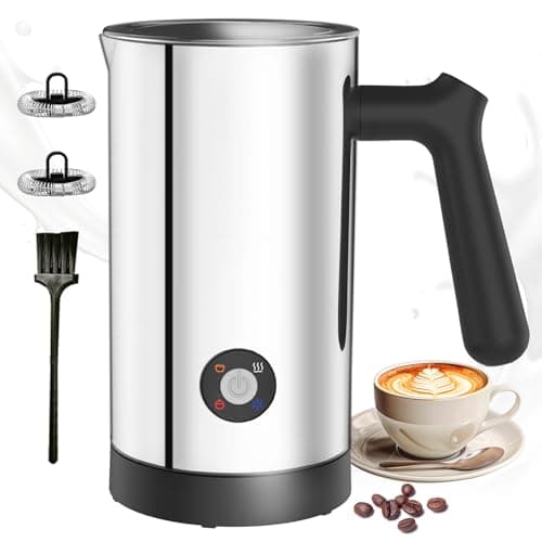 CASIMHU Milk Frother Electric, 4-in-1 Milk Frother and Steamer Stainless Steel, 10.6oz Large Capacity, Warm and Cold Foam Maker, Automatic Milk Warmer for Coffee, Lattes, Cappuccinos, and Macchiatos